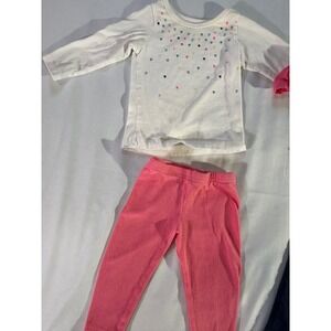 Carters Baby Girls 4 Piece Outfit Set 6 Month Pink White Polka Dot Lace Jeggings